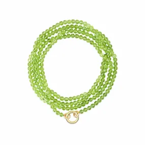 14K Yellow Gold Beaded Peridot Wrap Necklace