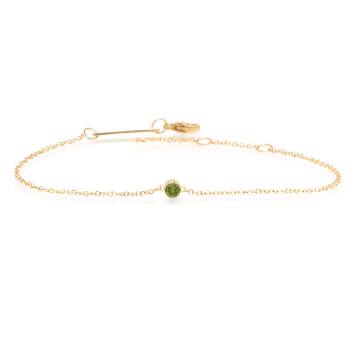 14K Yellow Gold Bezel Set Peridot Bracelet