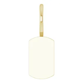 14K Yellow Gold Engravable Dog Tag Charm/Pendant