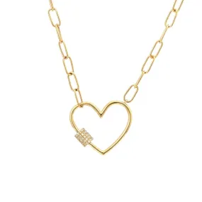 14K Yellow Gold Fashion Single Micro Pave Diamond Necklace