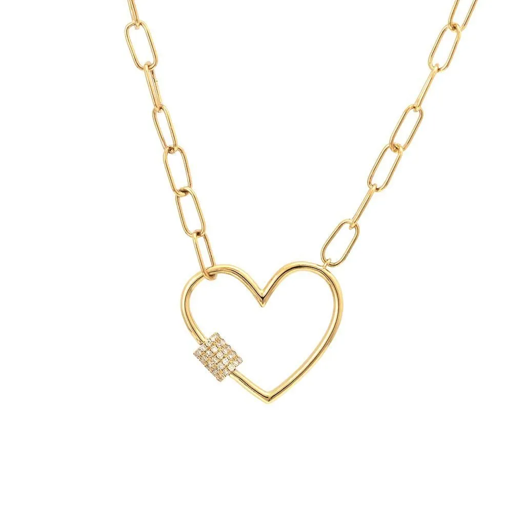 14K Yellow Gold Fashion Single Micro Pave Diamond Necklace