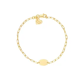 14K Yellow Gold Kid's Paper Clip Chain Bracelet with Oval