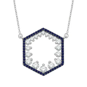 14KW 52SA0.30CT,18D0.80CT DIAMOND/SAPPHIRE HEXAGON  (153N6071SA)