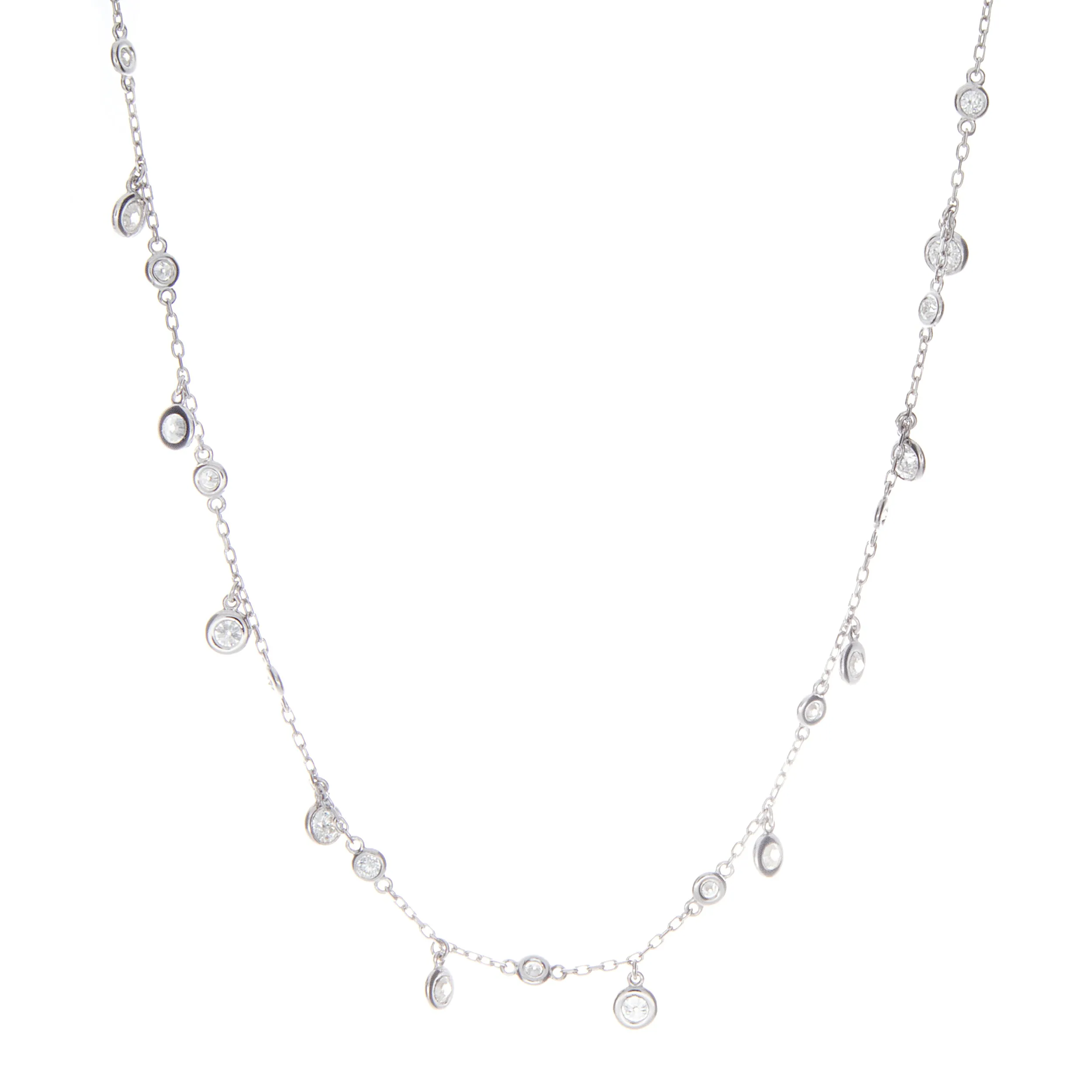 1.75ct 14k White Gold Diamond Bezel Necklace