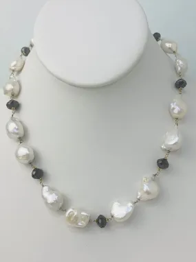 17.5" Freshwater Pearl Rosary Necklace 14KY - NCK-140-ROSPRLDIA14Y-WHBLK-17.5-00725 28ctw