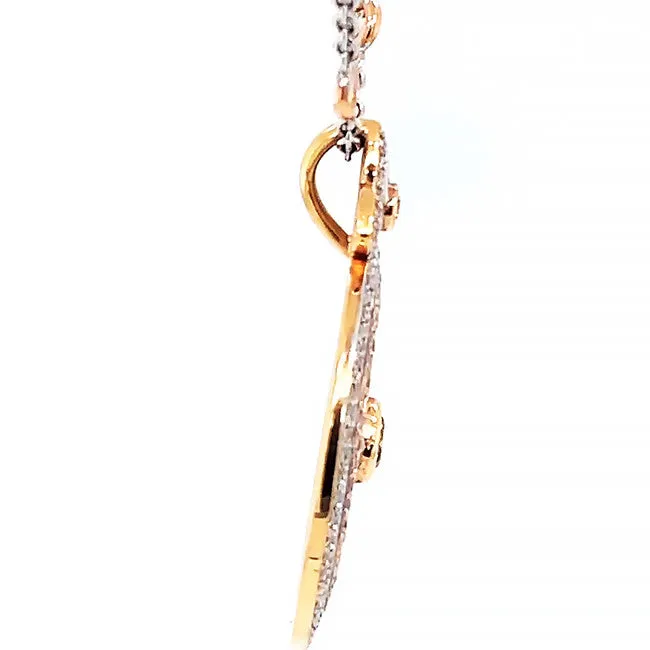 18 kt Rose gold & white gold necklace with natural pink diamond center GIA cert and pink and white diamonds