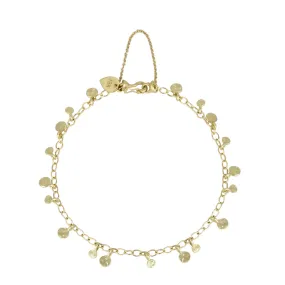 18K Gold Tiny Hammered Disc Bracelet
