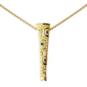 18K Ribbon Blue Sapphire & Diamond Pendant - M-32S