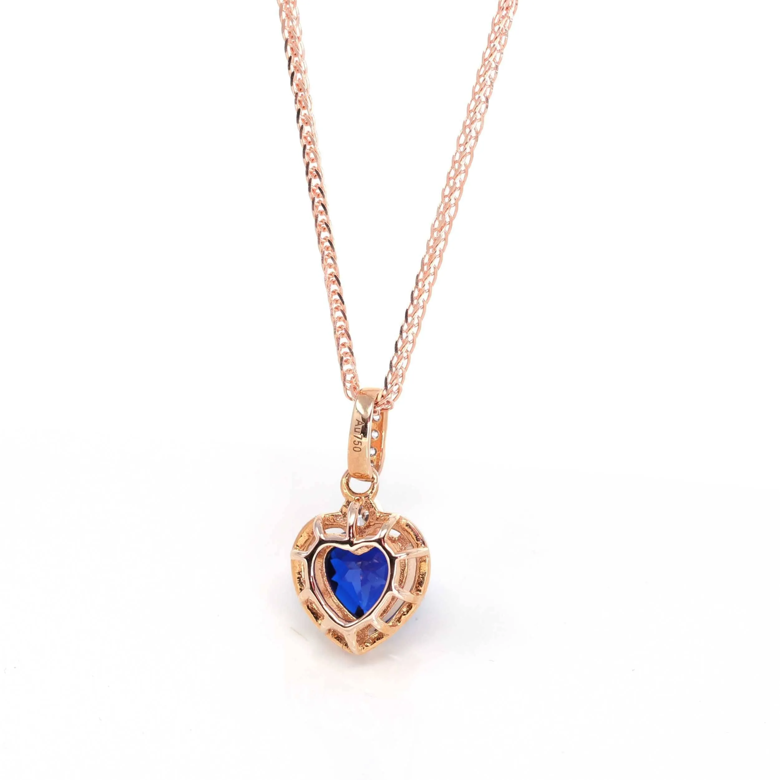18k Rose Gold  Lab. Created Sapphire, Ruby & CZ Pendant Necklace
