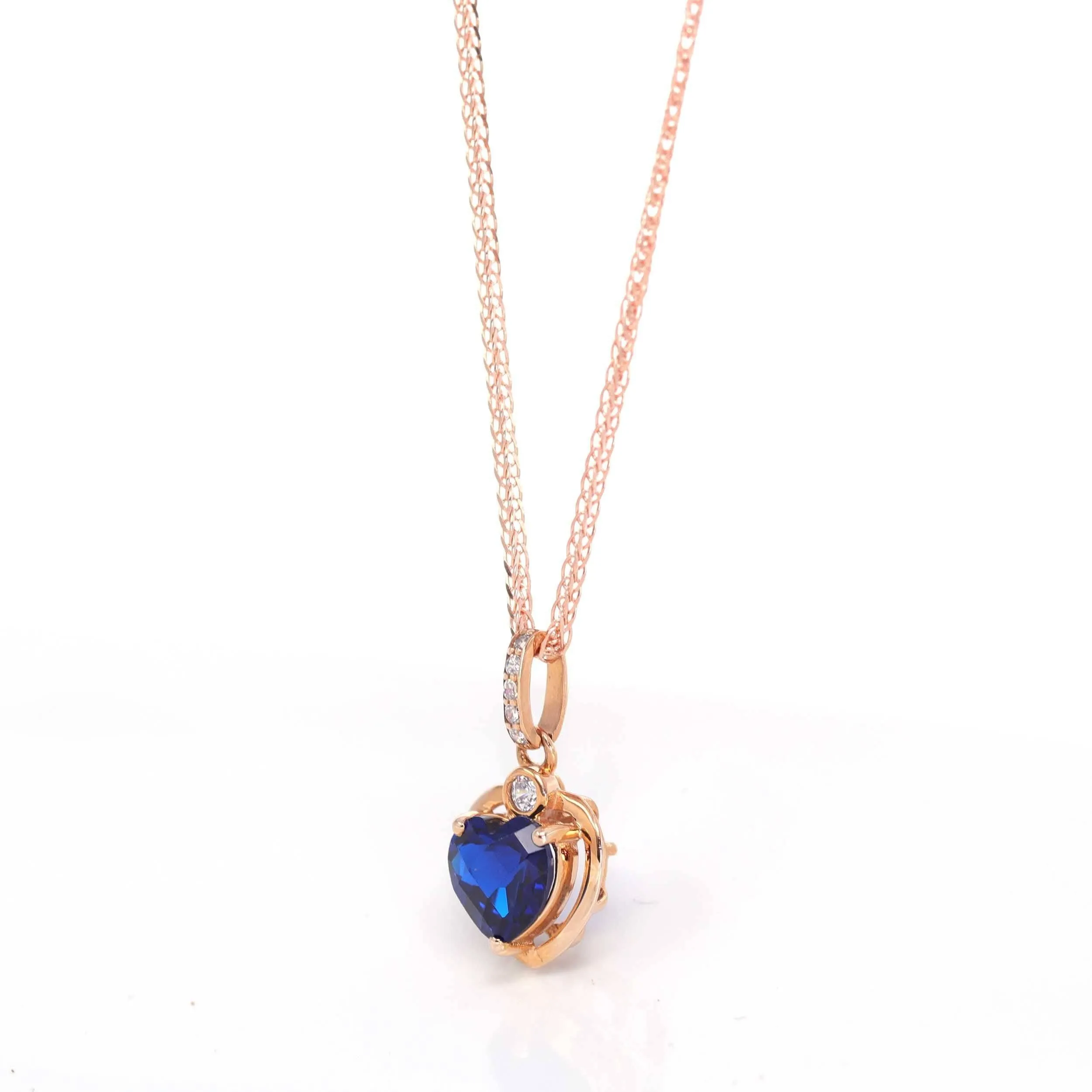 18k Rose Gold  Lab. Created Sapphire, Ruby & CZ Pendant Necklace