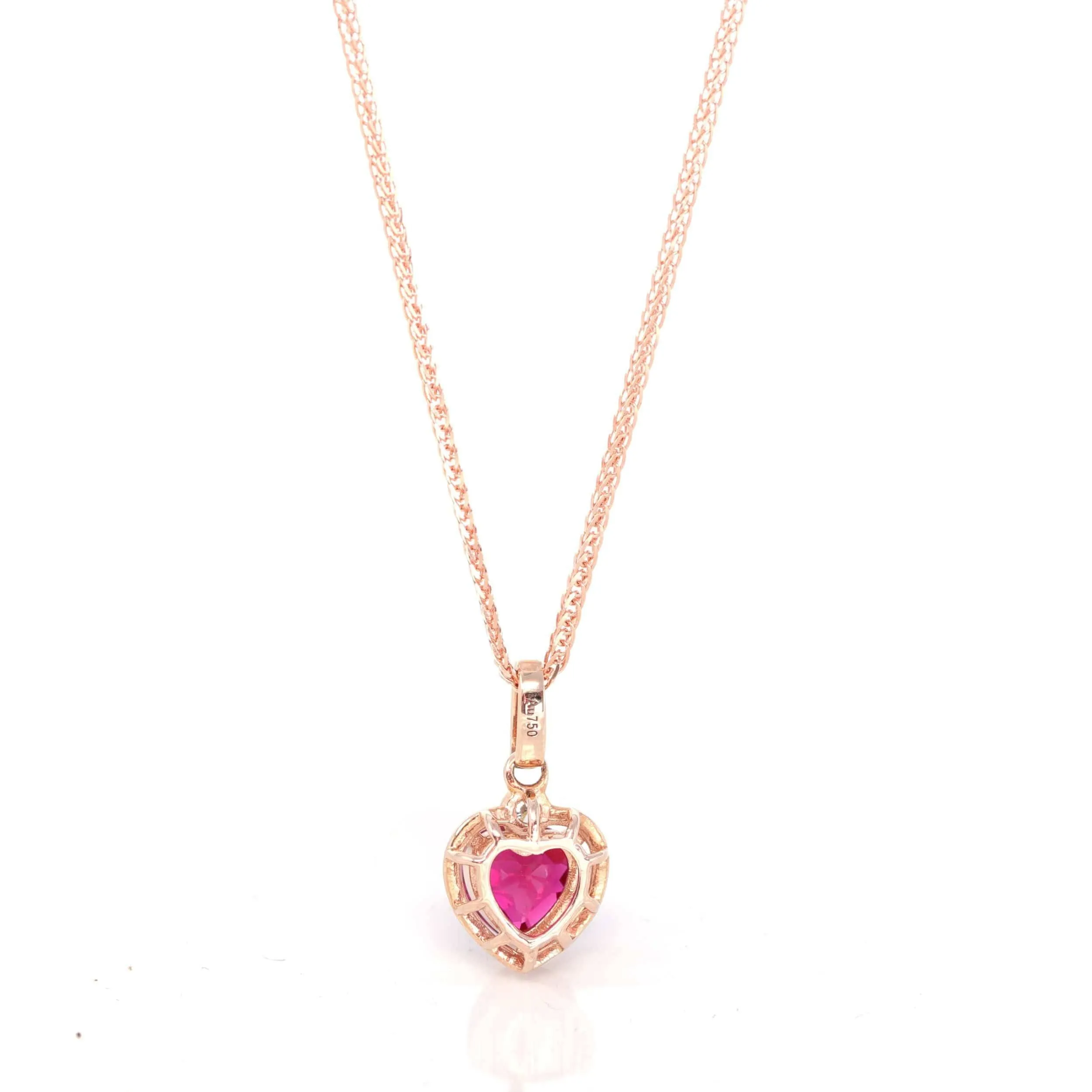 18k Rose Gold  Lab. Created Sapphire, Ruby & CZ Pendant Necklace