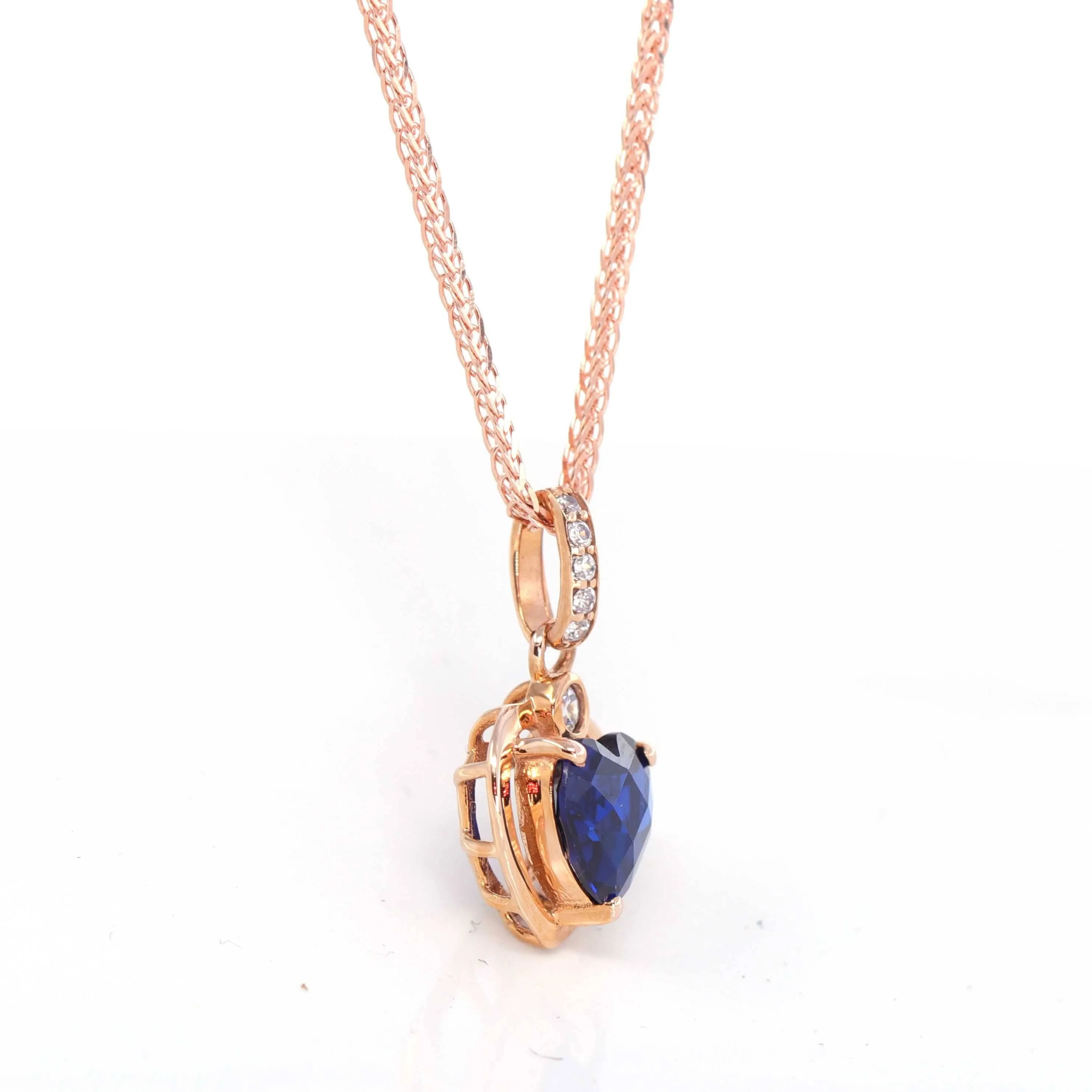 18k Rose Gold  Lab. Created Sapphire, Ruby & CZ Pendant Necklace