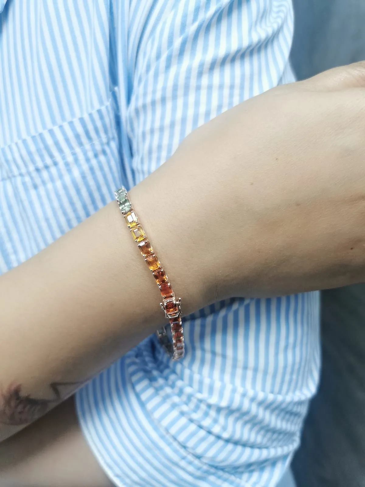 18K Rose Gold Multi-Color Sapphire Tennis Bracelet with 16.85 Carats of Vibrant Gemstones