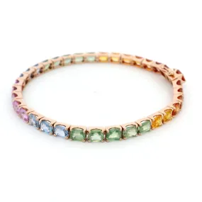 18K Rose Gold Multi-Color Sapphire Tennis Bracelet with 16.85 Carats of Vibrant Gemstones