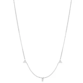 18K White Gold Diamonds by the Inch 3 Station Flower Necklace