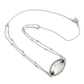 18k White Gold Mop Sapphire Diamond Wedding Princess Necklace For Her On Sale