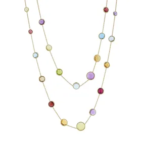 18K Yellow Gold Mixed Gemstone Long Necklace