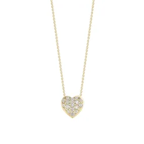 18K Yellow Gold Tiny Treasures Diamond Puffed Heart Necklace
