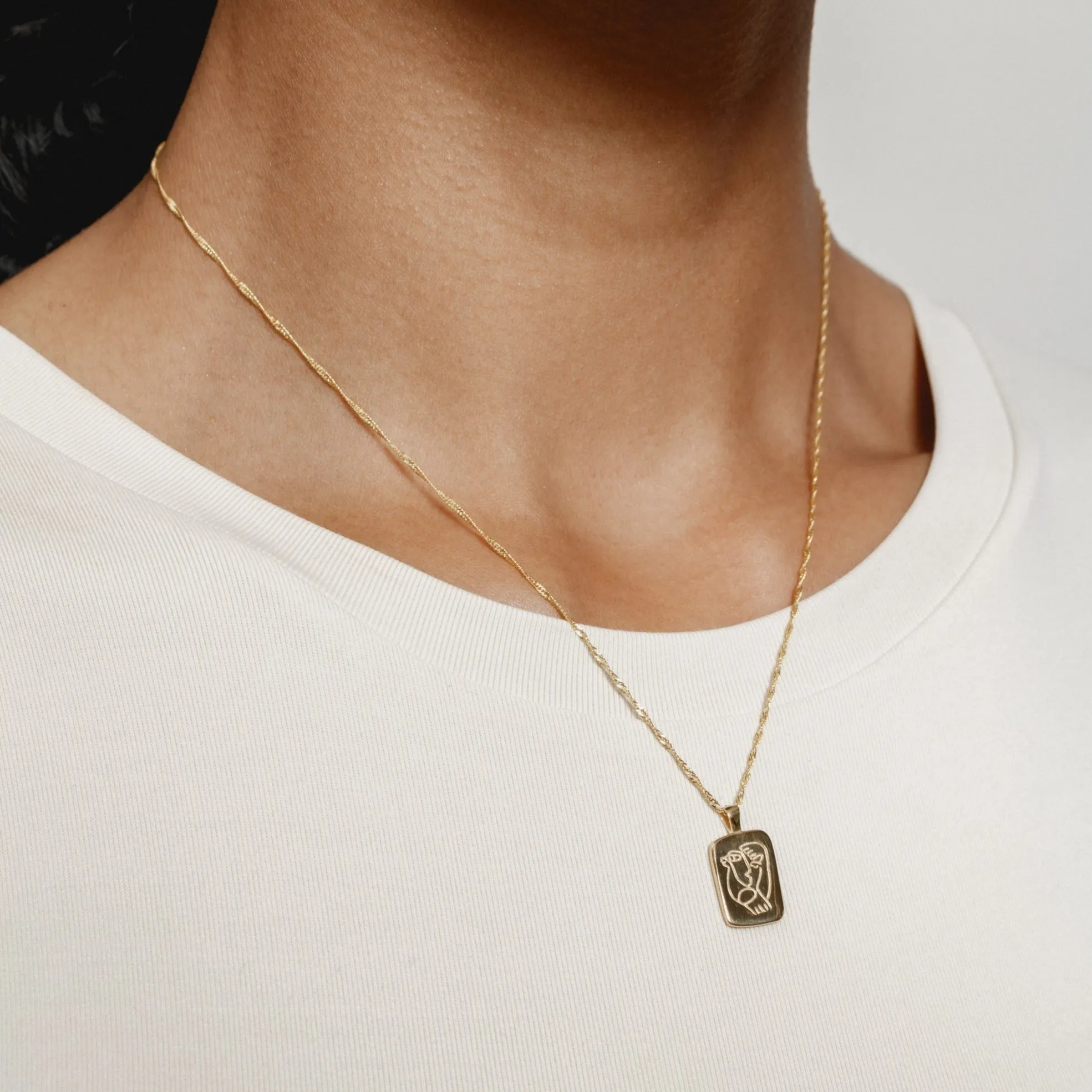 18" Rectangle Face Pendant (Gold)