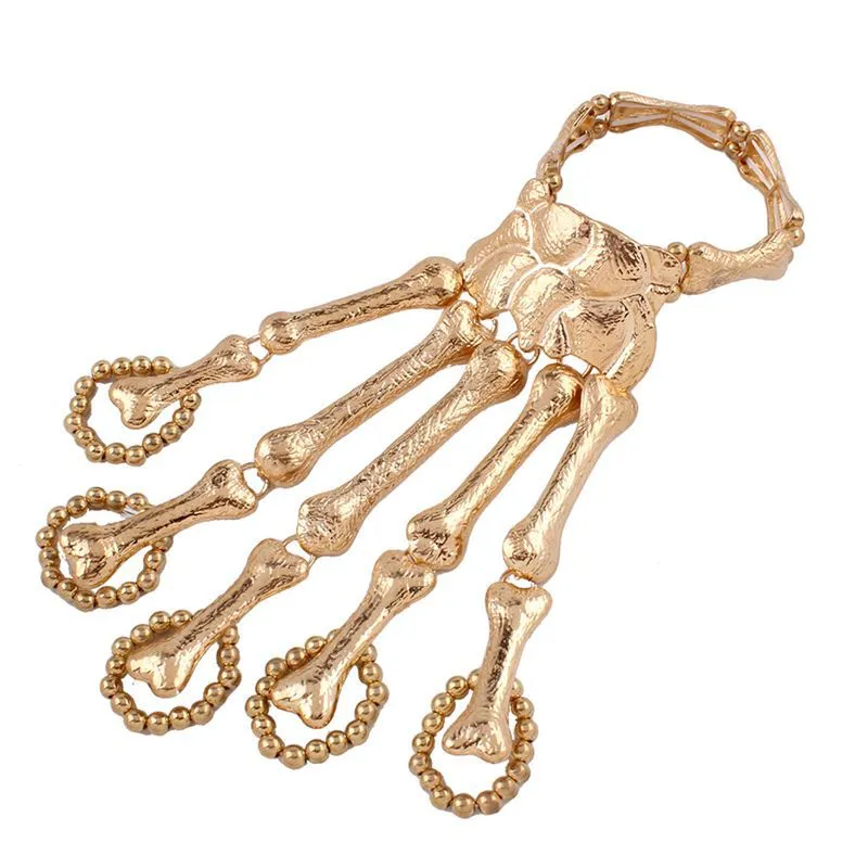 2x Halloween Xmas Christmas Gifts Decoration Ornament Bracelet European and American Skull Finger Bracelet for Women