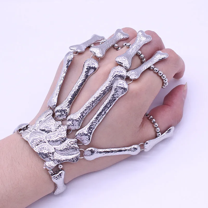 2x Halloween Xmas Christmas Gifts Decoration Ornament Bracelet European and American Skull Finger Bracelet for Women