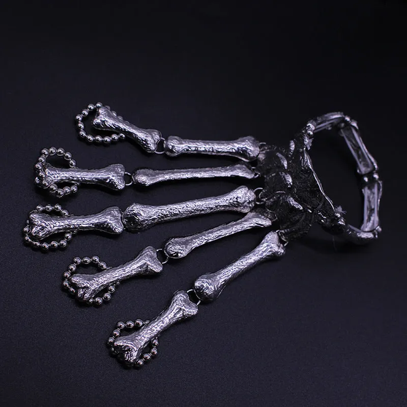 2x Halloween Xmas Christmas Gifts Decoration Ornament Bracelet European and American Skull Finger Bracelet for Women