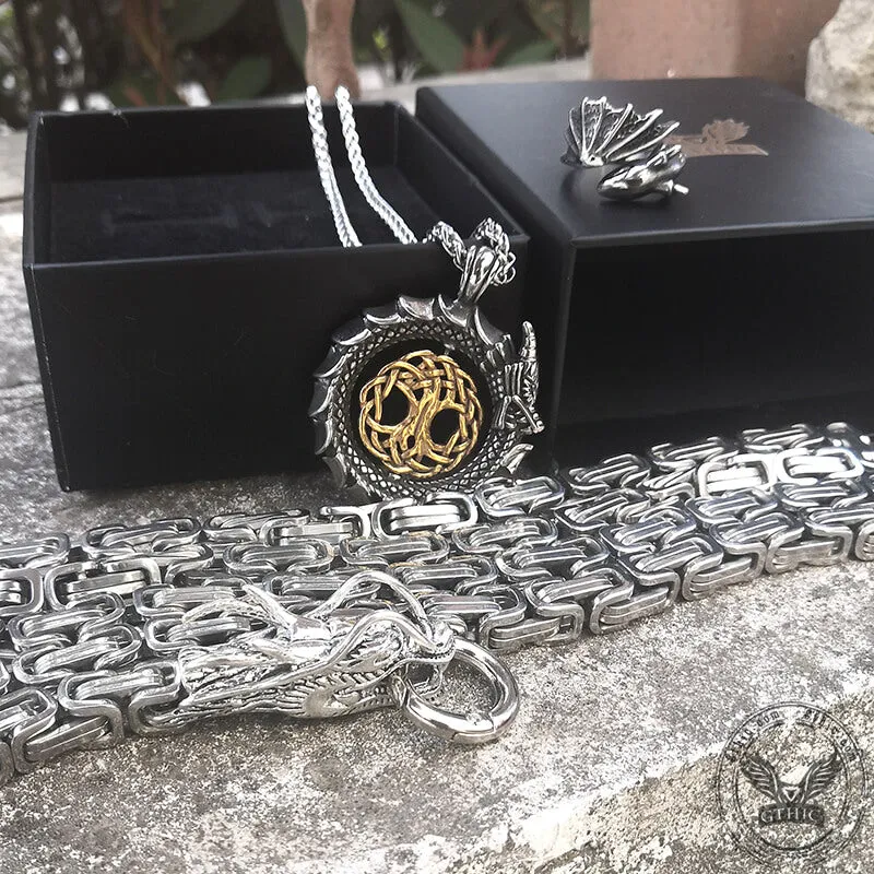 3 Pcs Flying Dragon Ring Jewelry Set