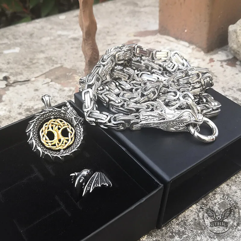 3 Pcs Flying Dragon Ring Jewelry Set