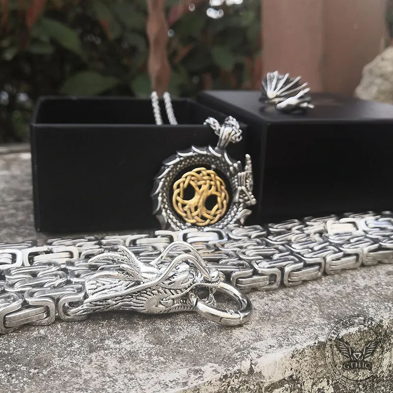 3 Pcs Flying Dragon Ring Jewelry Set