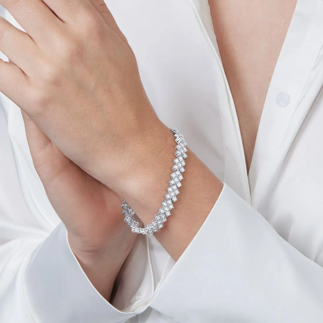 3 Row Tennis Bracelet with 2.00ct of Diamonds in Sterling Silver