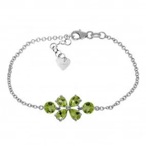 3.15 Carat 14K Solid White Gold Bracelet Natural Peridot