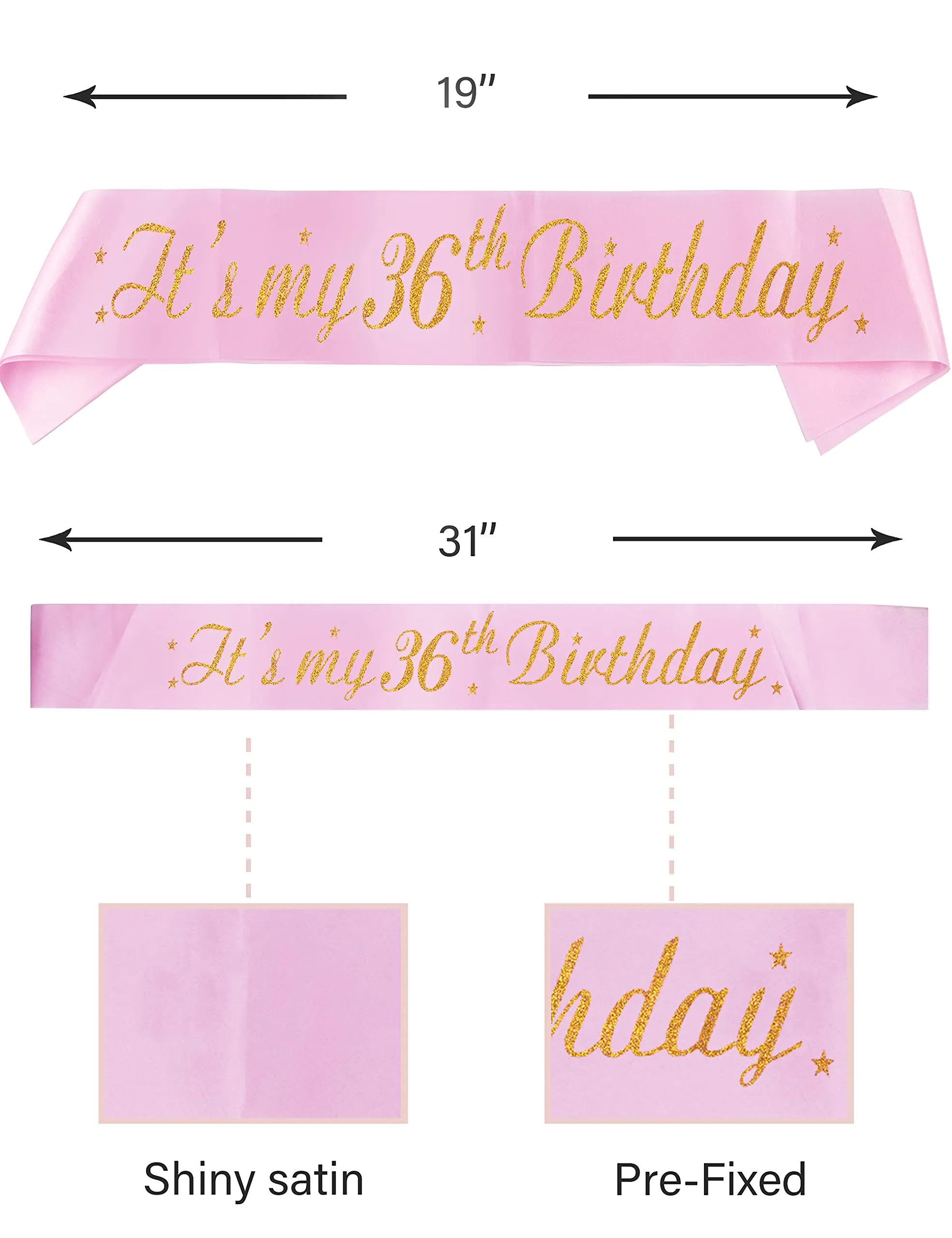 36th Birthday Gifts for Women, 36th Birthday Crown and Sash for Women, 36th Birthday