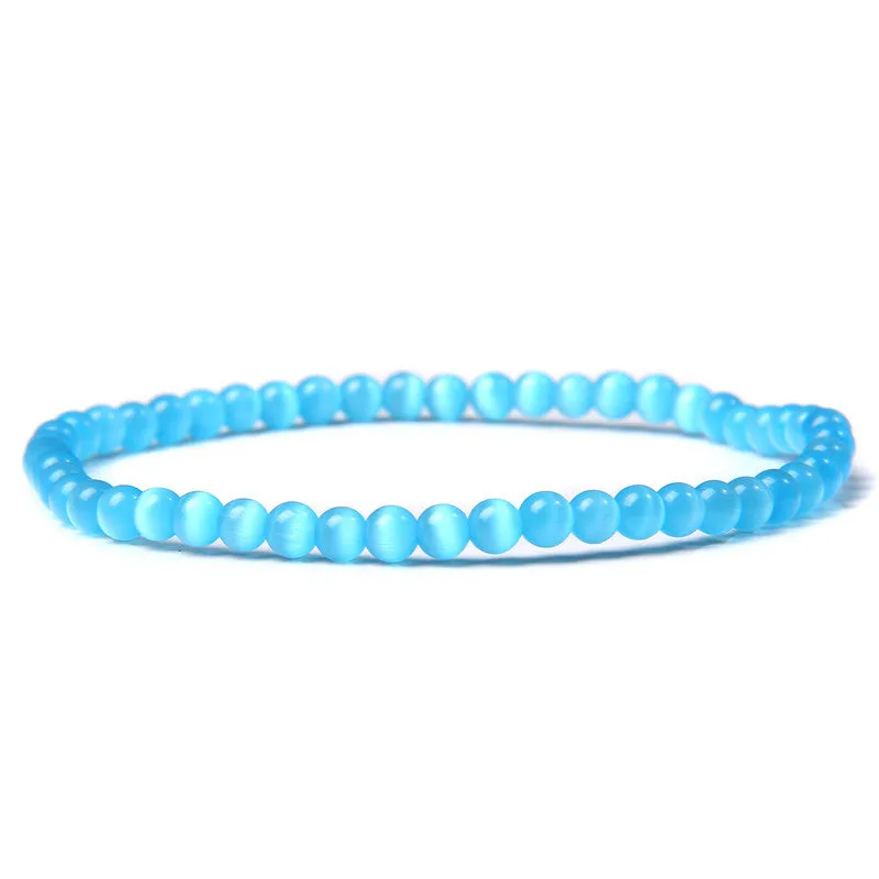 4mm Natural Agate Stone Beads Energy Charm Bracelet For Women