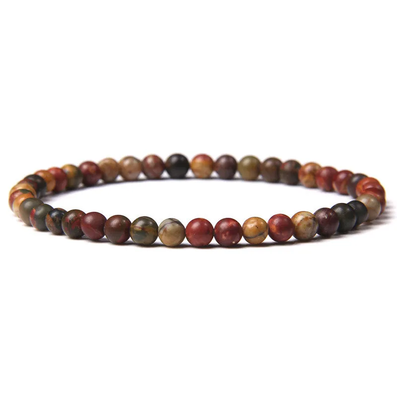 4mm Natural Agate Stone Beads Energy Charm Bracelet For Women