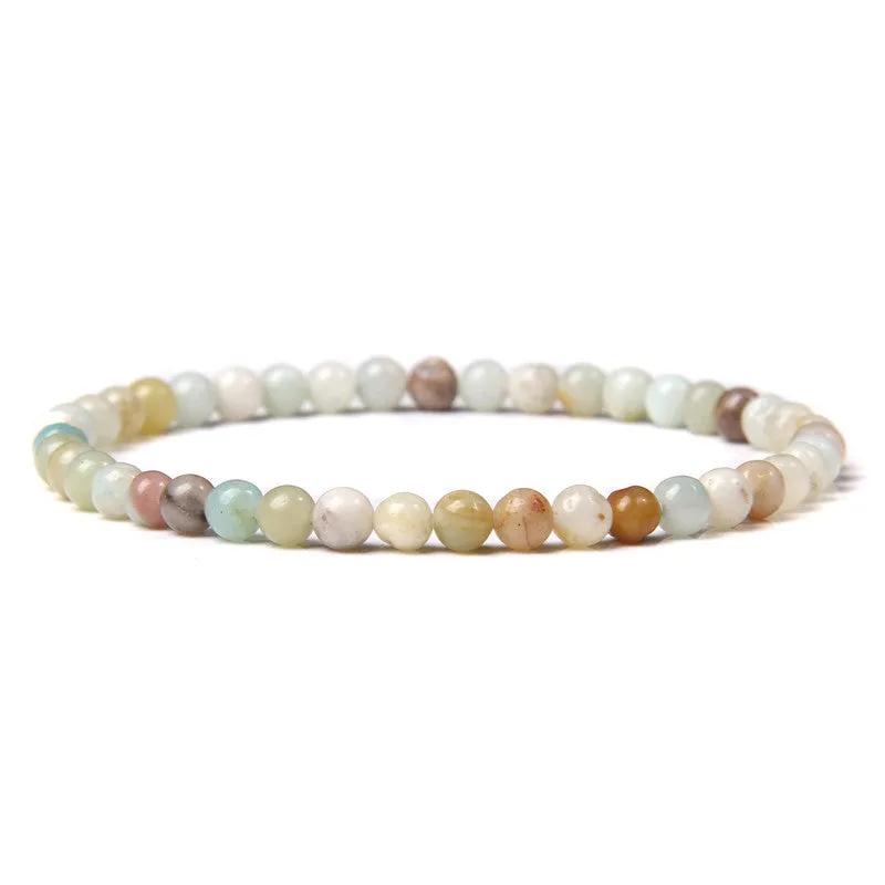 4mm Natural Agate Stone Beads Energy Charm Bracelet For Women