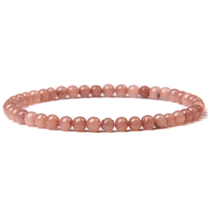 4mm Natural Agate Stone Beads Energy Charm Bracelet For Women