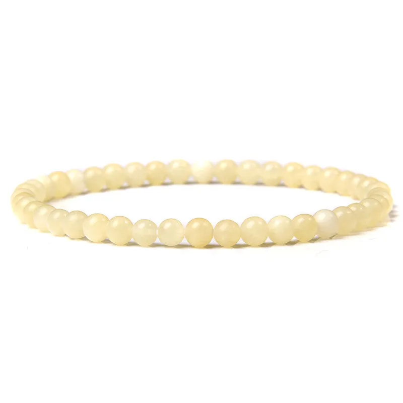 4mm Natural Agate Stone Beads Energy Charm Bracelet For Women