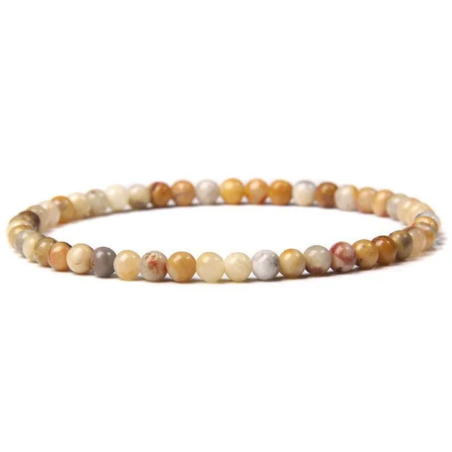 4mm Natural Agate Stone Beads Energy Charm Bracelet For Women