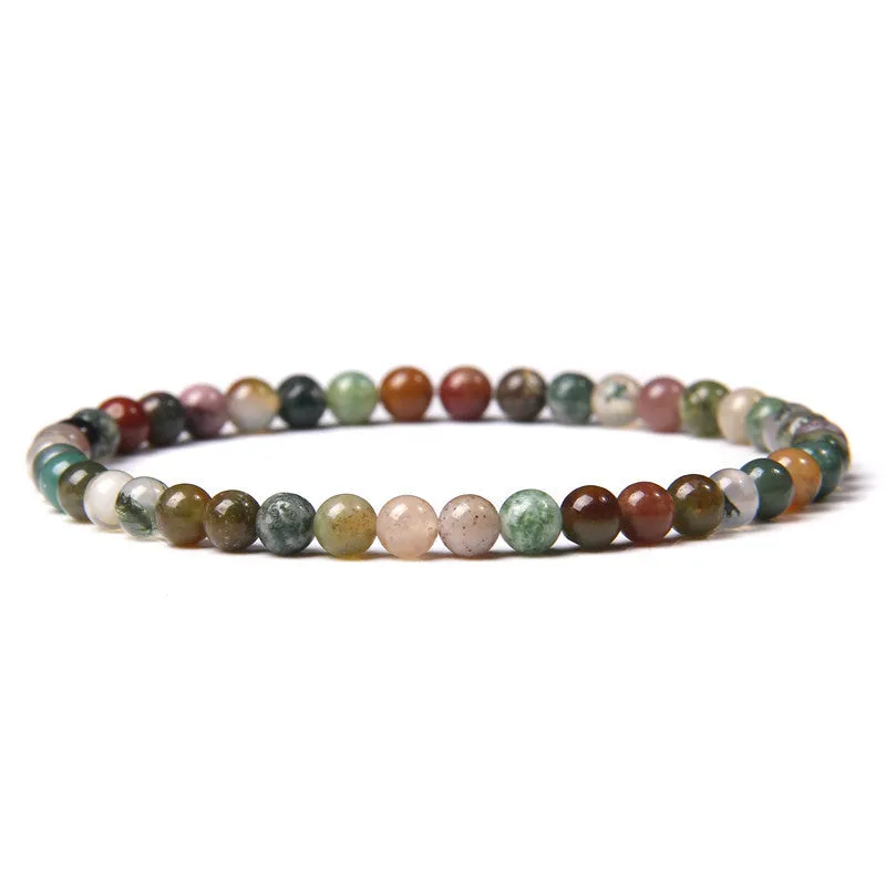 4mm Natural Agate Stone Beads Energy Charm Bracelet For Women