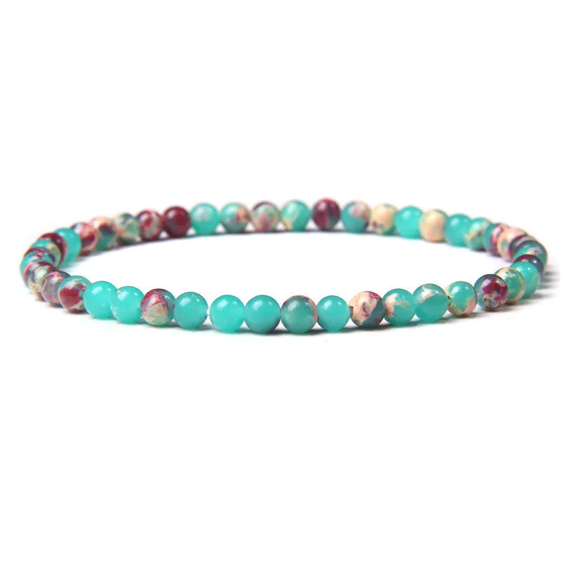 4mm Natural Agate Stone Beads Energy Charm Bracelet For Women