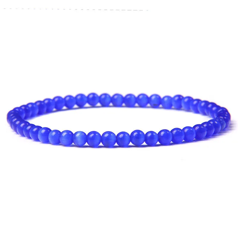4mm Natural Agate Stone Beads Energy Charm Bracelet For Women