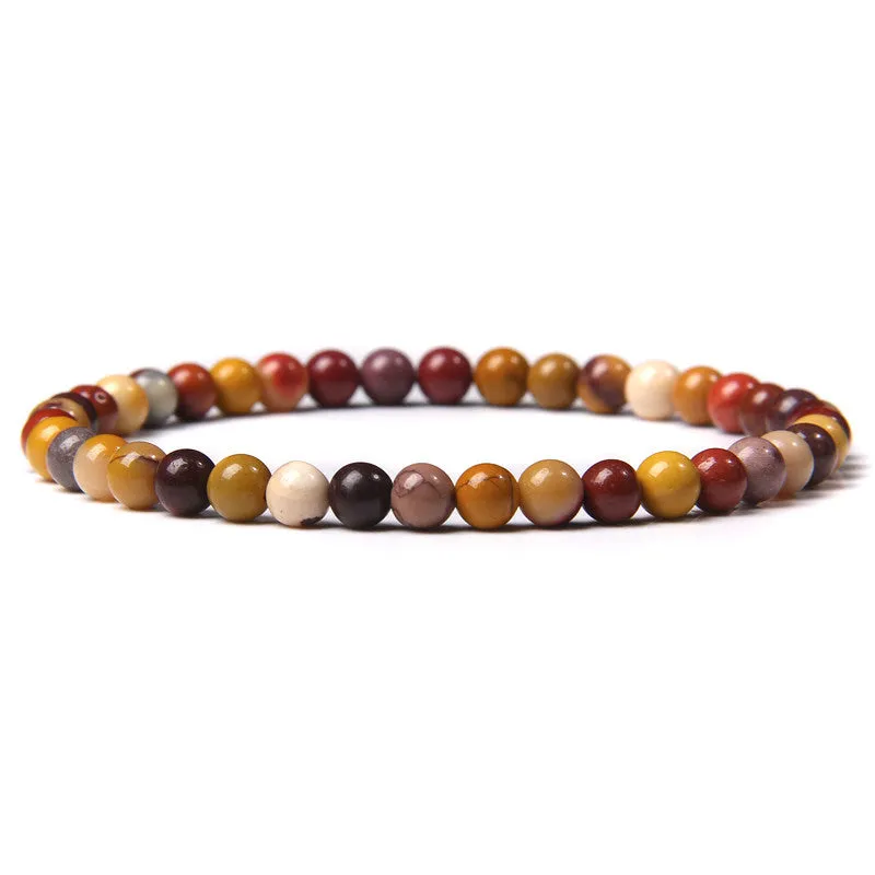 4mm Natural Agate Stone Beads Energy Charm Bracelet For Women