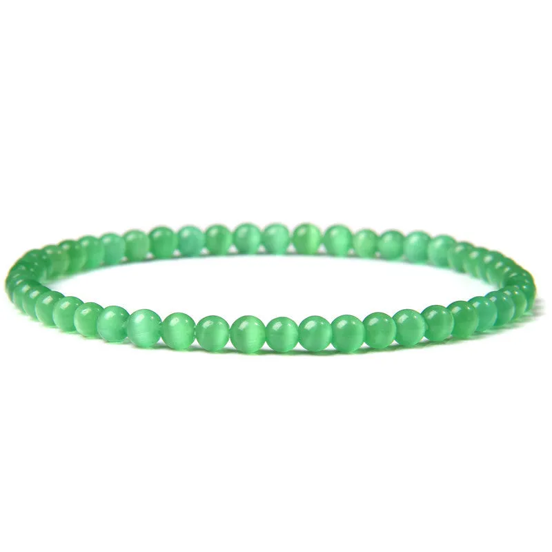 4mm Natural Agate Stone Beads Energy Charm Bracelet For Women