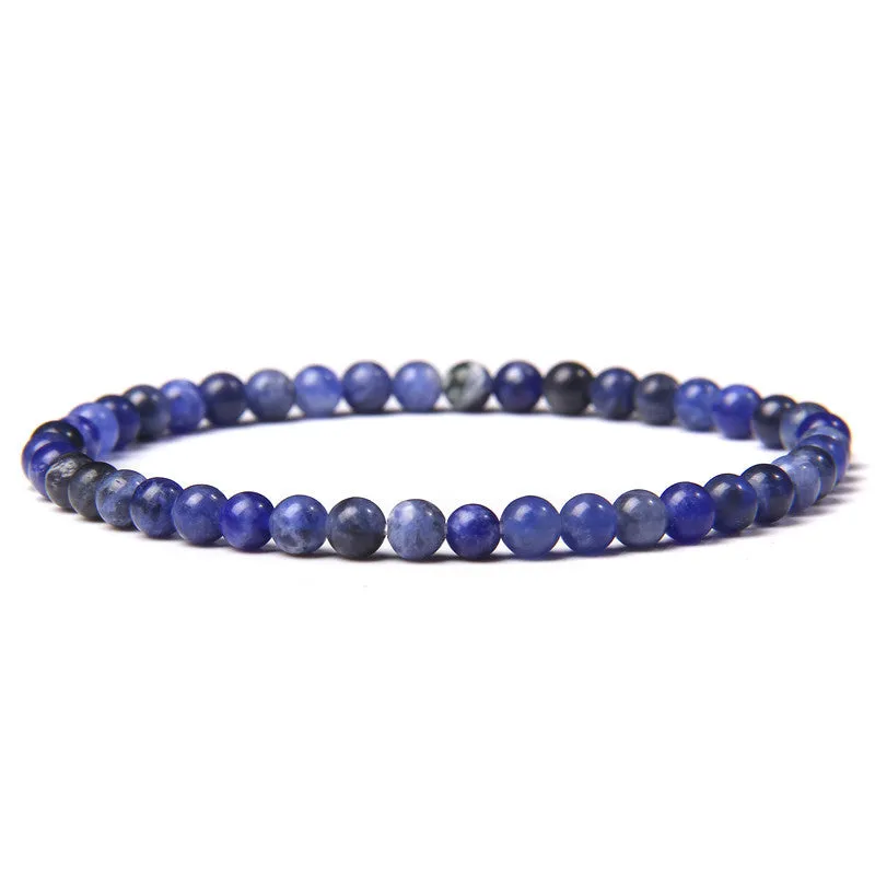 4mm Natural Agate Stone Beads Energy Charm Bracelet For Women