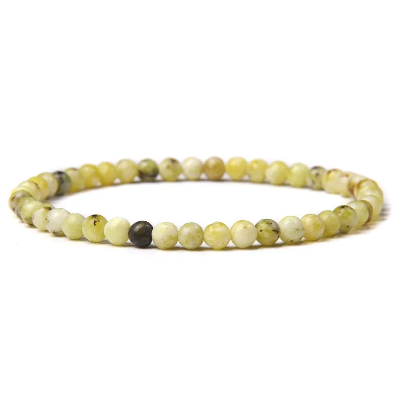 4mm Natural Agate Stone Beads Energy Charm Bracelet For Women