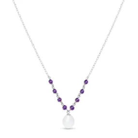 5 Carat 14K Solid White Gold Necklace Natural Tanzanite Pearl