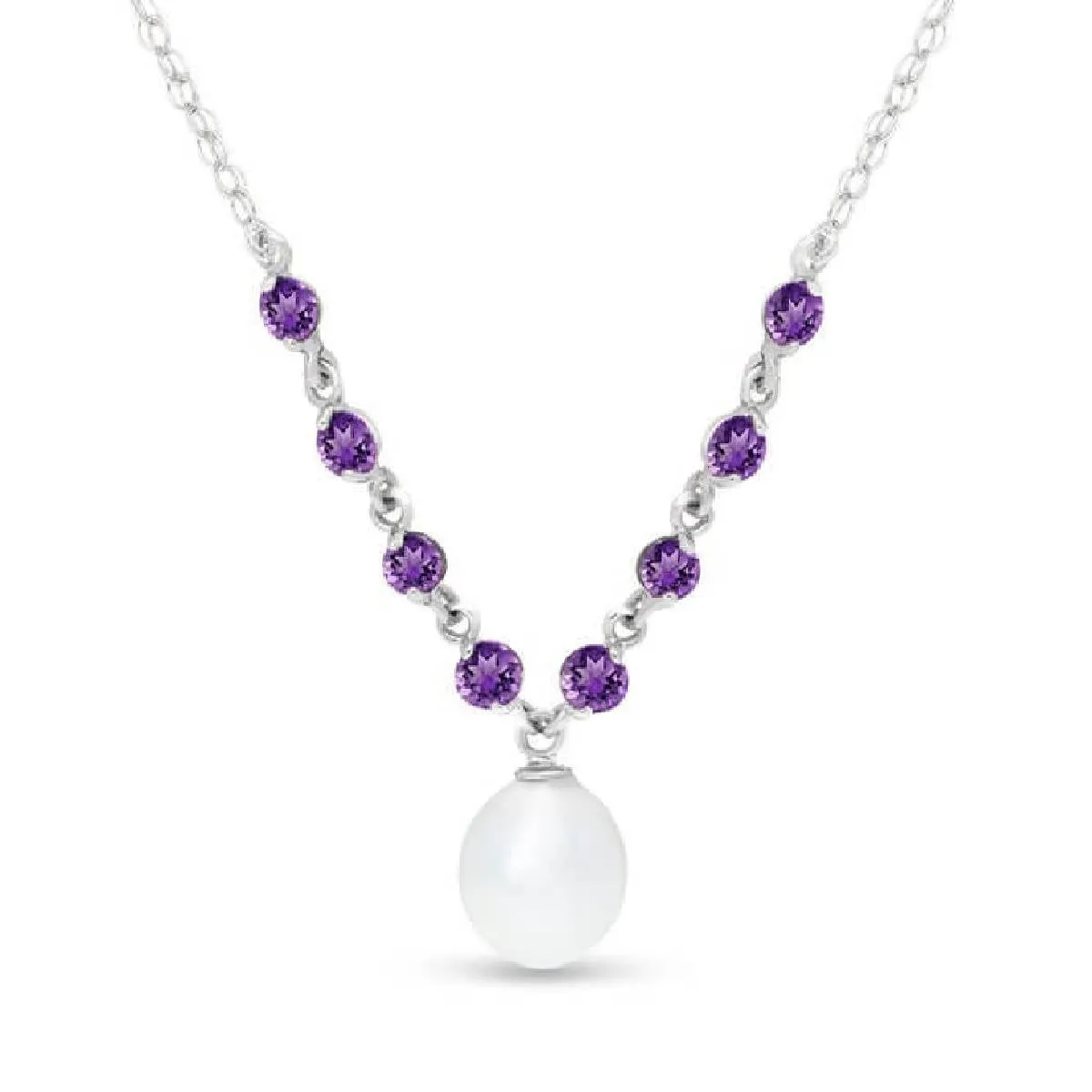 5 Carat 14K Solid White Gold Necklace Natural Tanzanite Pearl