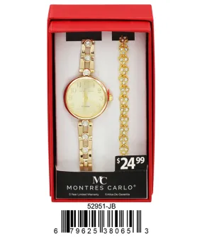 5295 -JB - Montres Carlo Jewlery Gift Box with Metal Watch