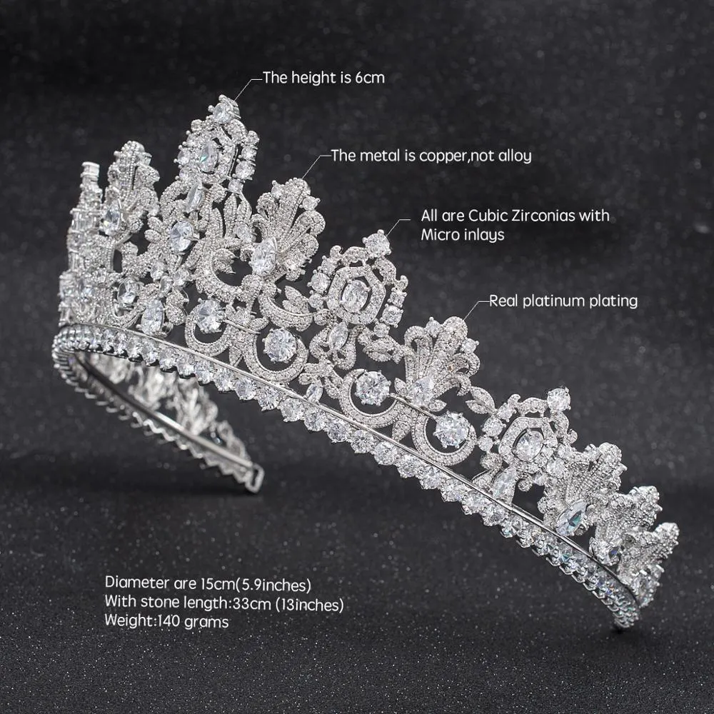 6.5CM Zirconia Luxembourg Replica Tiara for Wedding,Crystal Princess Tiaras HG027