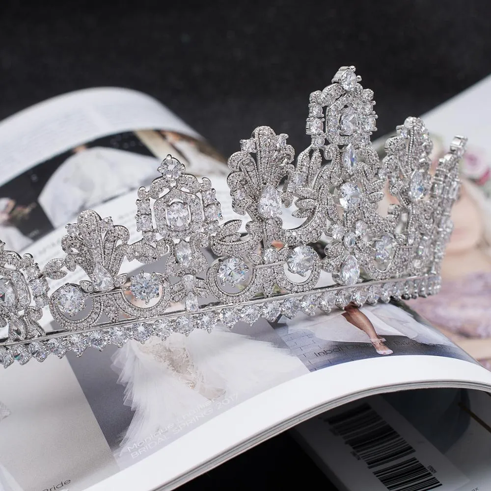 6.5CM Zirconia Luxembourg Replica Tiara for Wedding,Crystal Princess Tiaras HG027